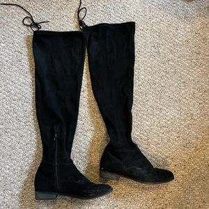 High top suede black boots